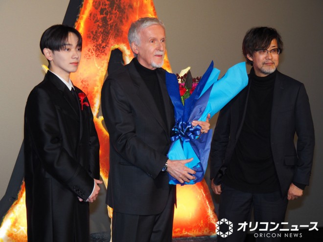 Scene from the Japan Premiere of Avatar: Fire and Ash during James Cameron’s visit to Japan